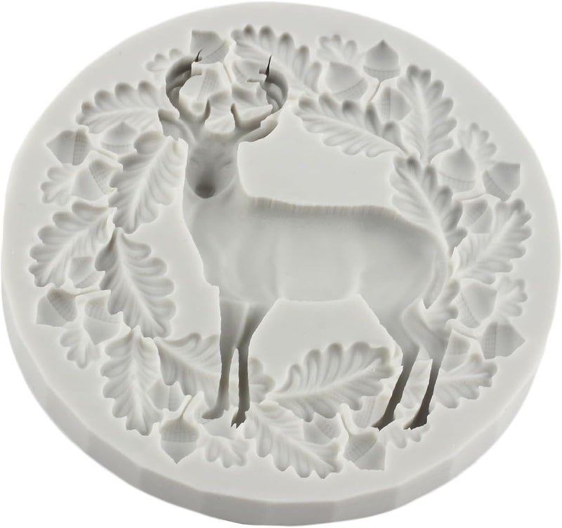 TAOXIBEI Christmas Polymer Clay Mold Christmas Deer Holly Leaf Wreath Silicone Molds for DIY Crafts Epoxy Resin Casting Air Dry Polymer Clay Plaster Jewelry Making - Image 3